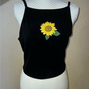 NWOT Truly Madly Deeply Black Sunflower Tank Top